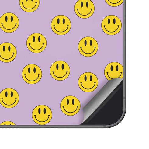 Purple Happy Face Pattern Galaxy S25 Skin